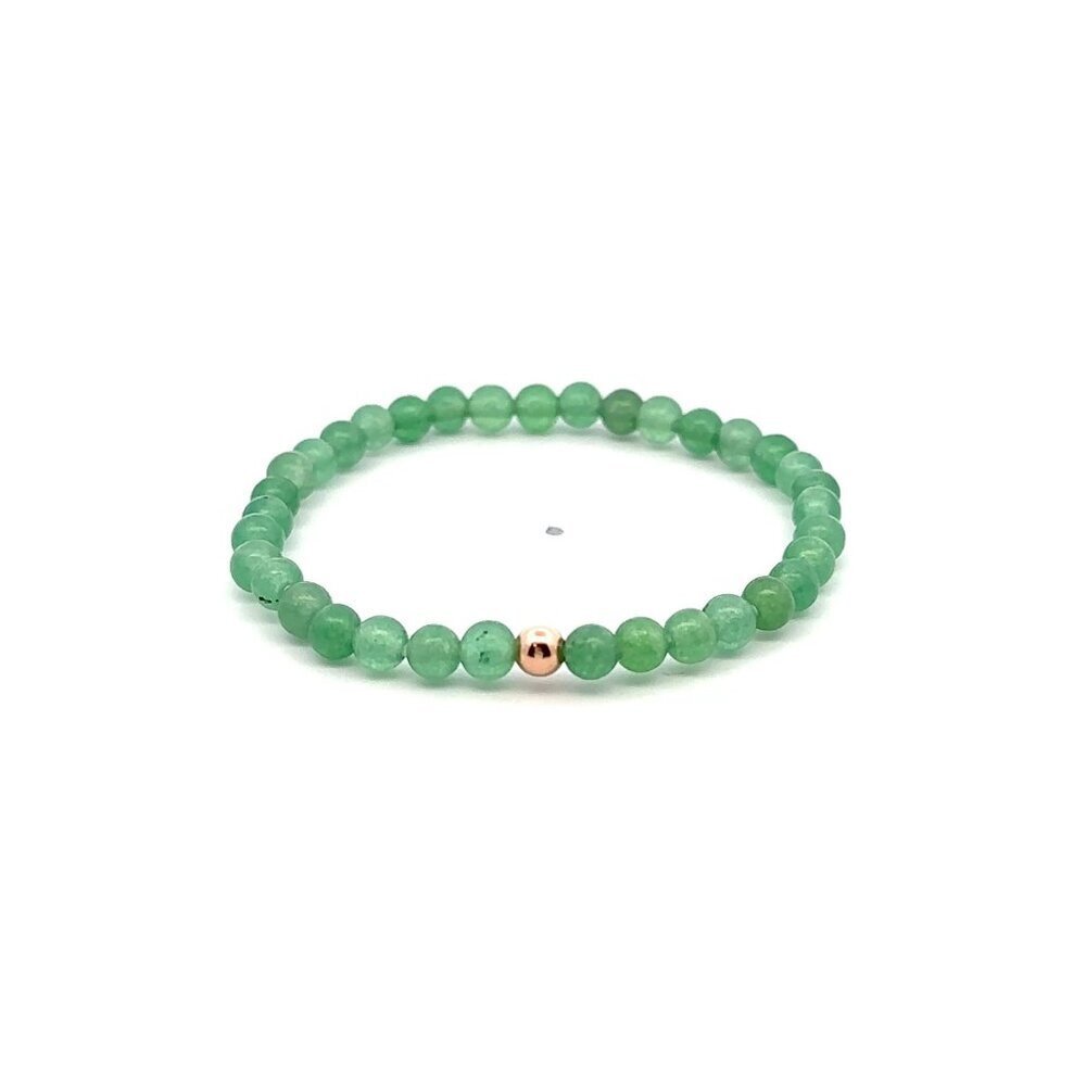Natural Aventurine Gemstones Mini 4mm 18K Rose Gold Charm Round Bead